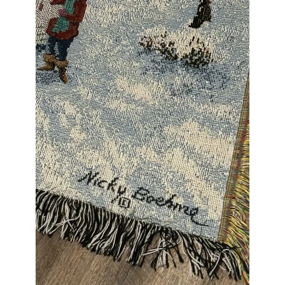 Nick Boehme Village Carolers Taphestry Blanket Throw 50x60  Made in USA